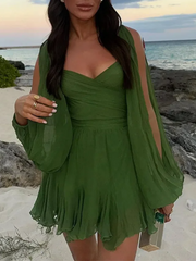 Sexy Sleeve Split Mini Dress
