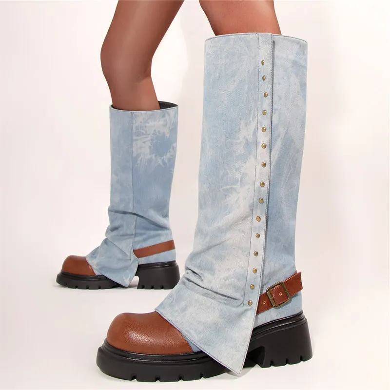 Brithany Chunky Denim Boots