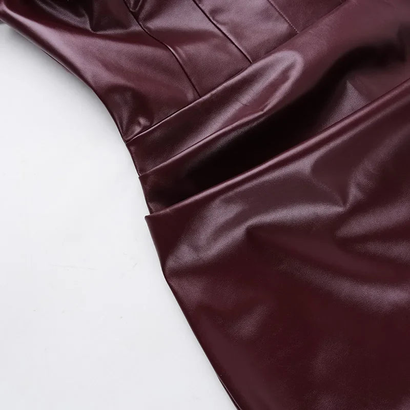 Rosy Sexy Leather Dress
