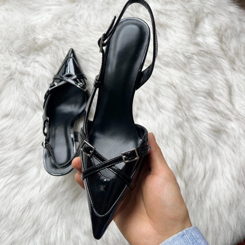 Carmen Slingback Denim Heels