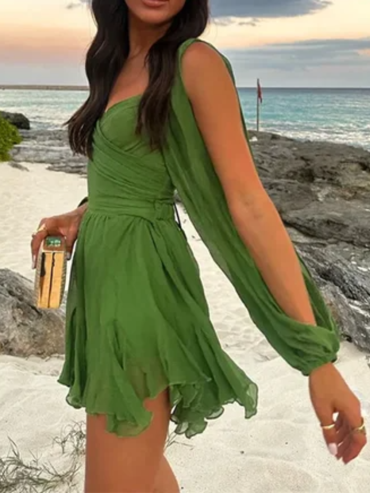 Sexy Sleeve Split Mini Dress