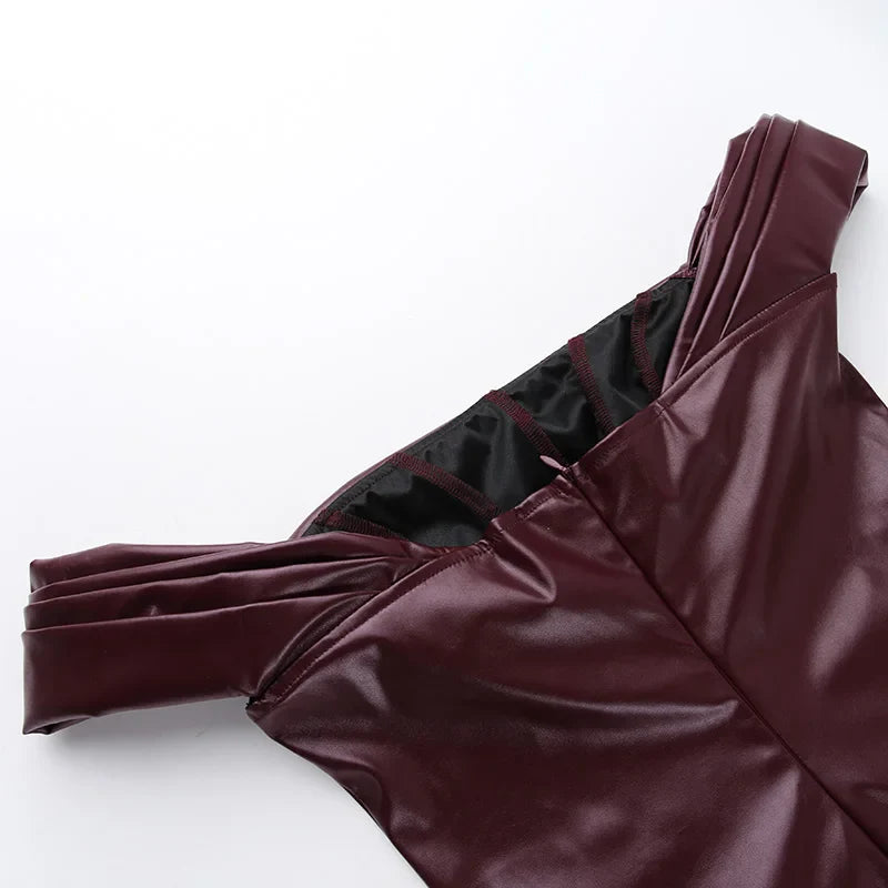 Rosy Sexy Leather Dress