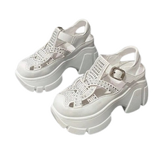 HueHaven Rhinestone Chunky Sandals