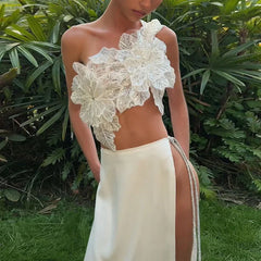 Sultry Petal Split Long Skirt